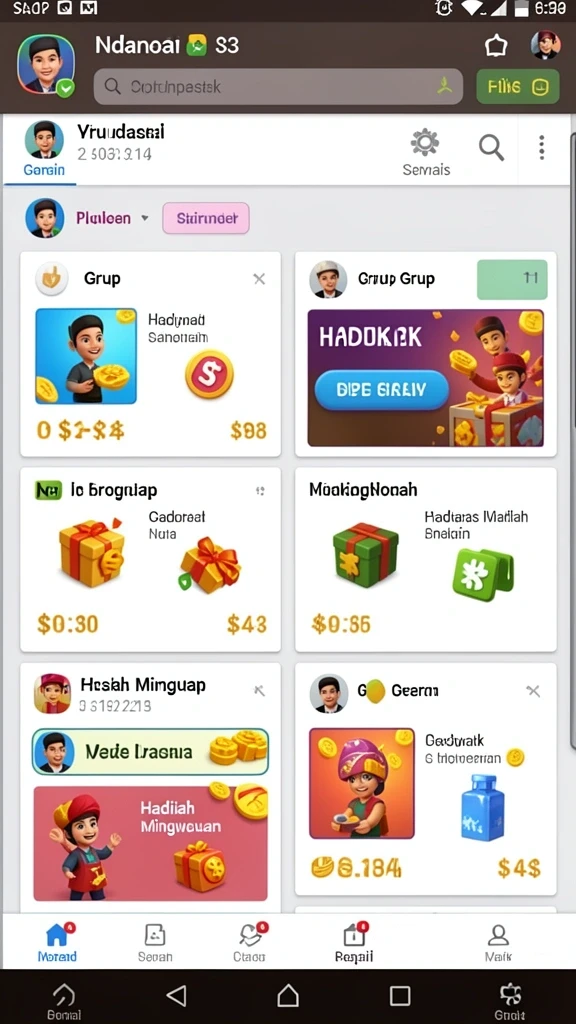 Tampilan menu utama KAKWIN yang menarik dan colorful.